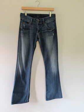Hudson Jeans Y2K Size 28 Bootcut Dark Wash Distressed Denim Flap Pocket Low Rise